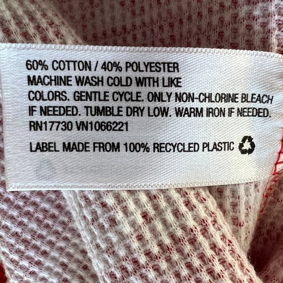 Waffle Weave Long Thermal Pajamas Winter Print Red White Size XXL - Picture 6 of 7